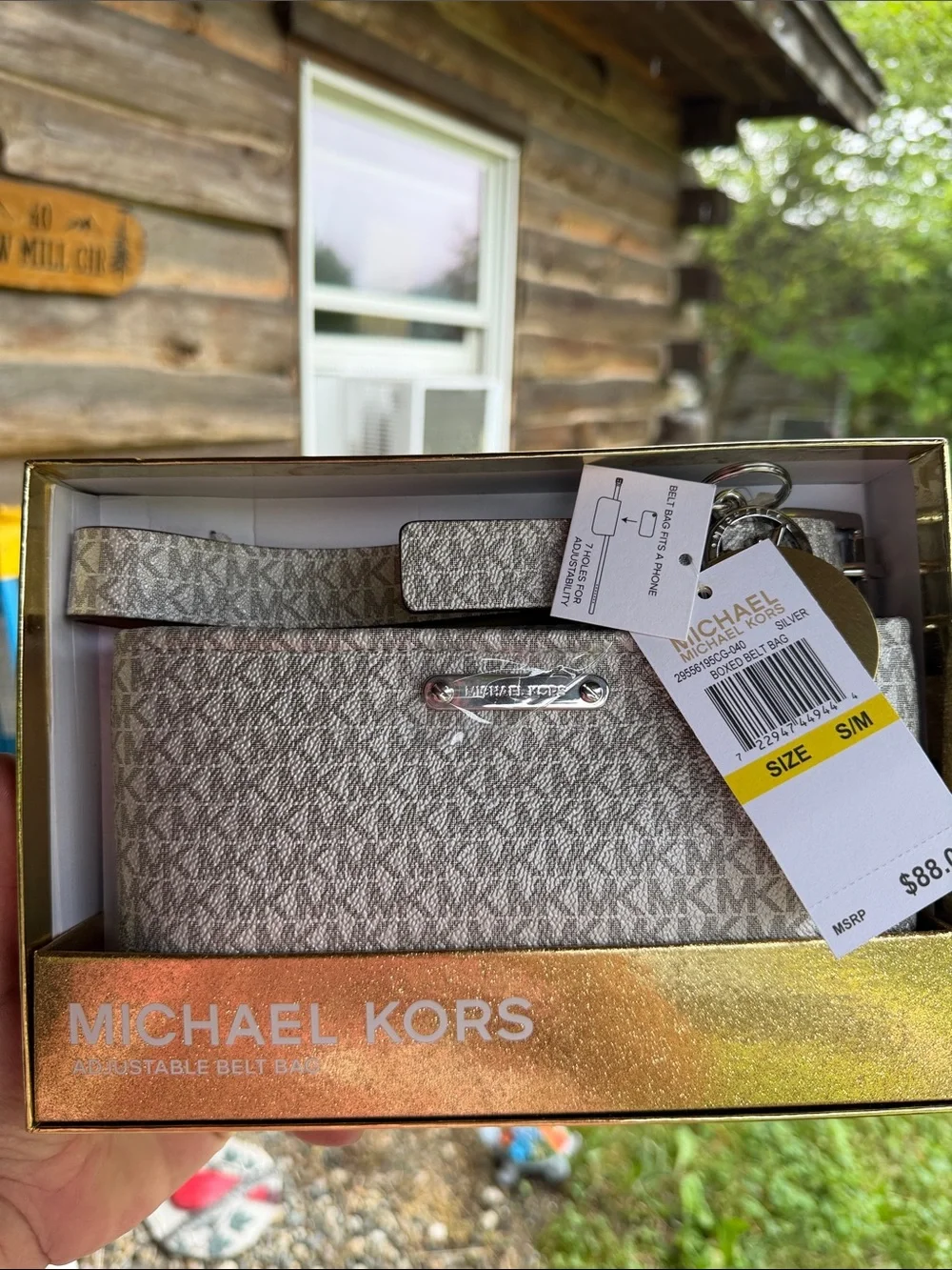 Michael Kors Metallic Silver Logo Belt Bag